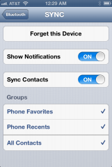 Iphone bluetooth Sync Screen