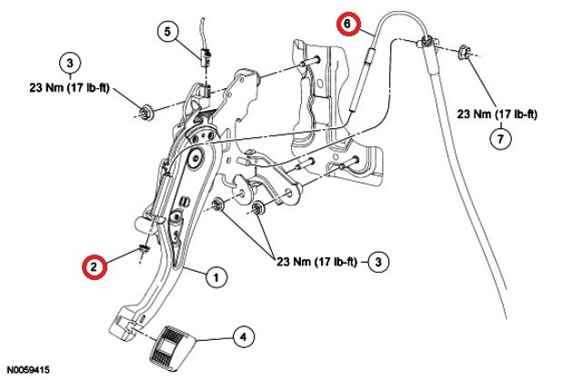 Parking Brake Control - Interior Pedal Assembly Illustration - 2010 Edge Workshop Manual.jpg
