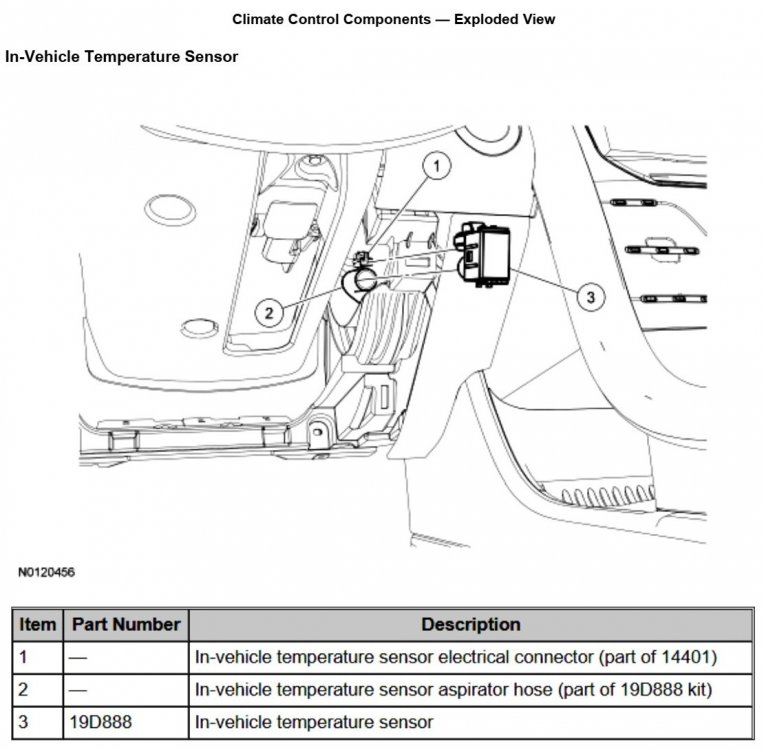 Climate Control System Components - In-Vehicle Temperature Sensor - Exploded View - 2011 Edge Workshop Manual.jpg
