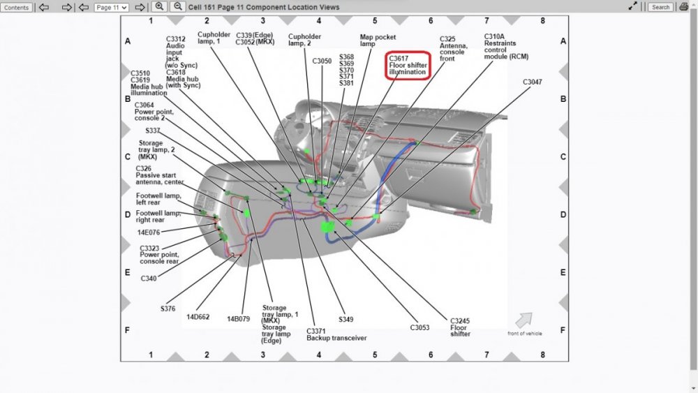 Floor Shifter Illumination Wiring Connector Location Illustration - 2011 Edge Workshop Manual.jpg